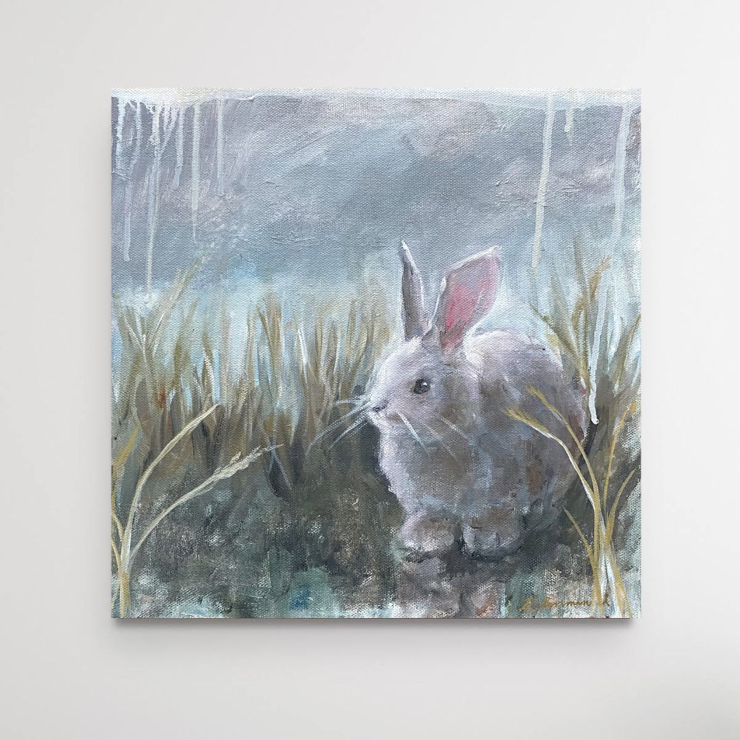 'White Rabbit' 12x12" Oil Painting