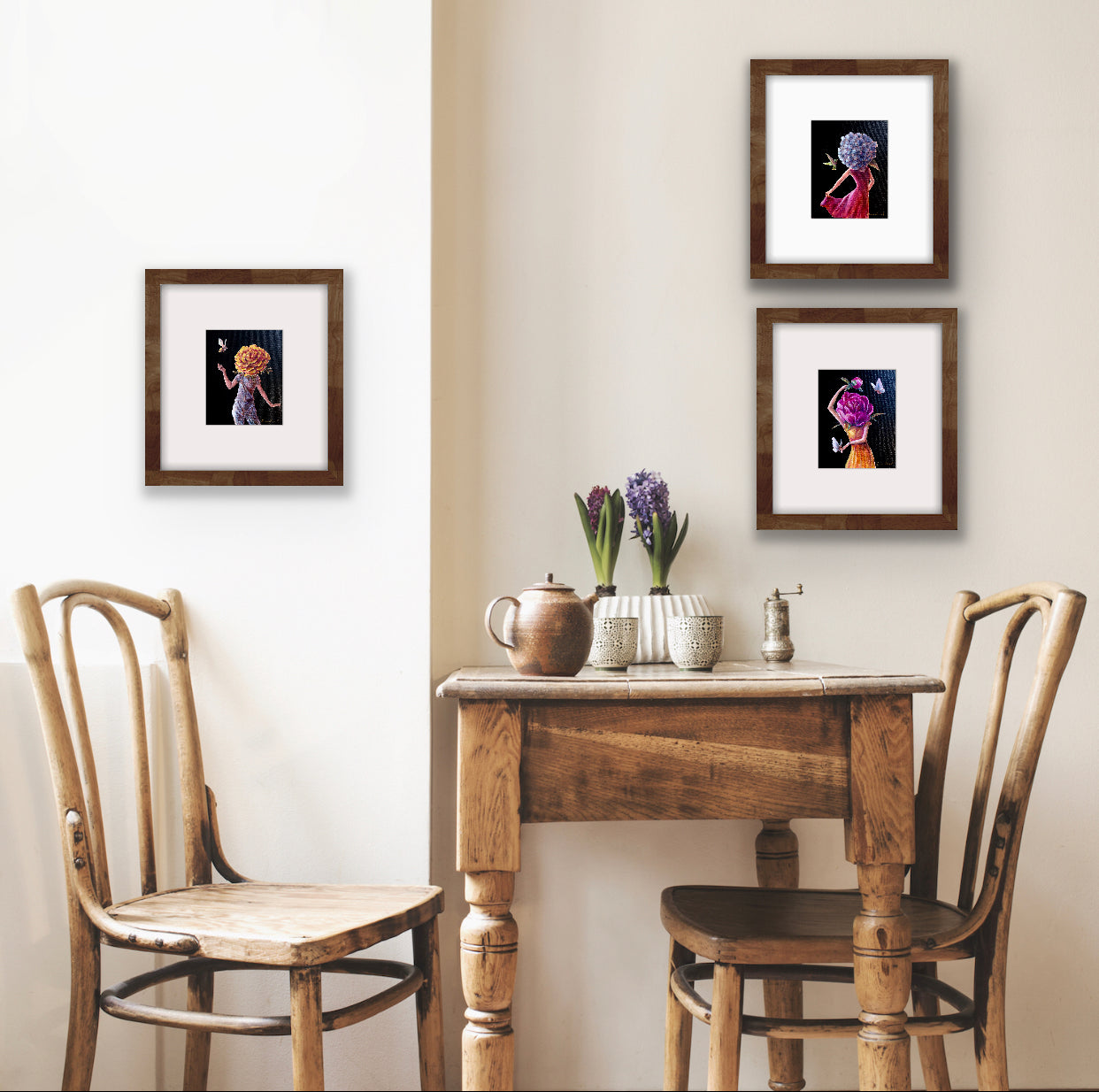 'Hydrangea', 'Peony' and 'Marigold' Collectible Art Cards